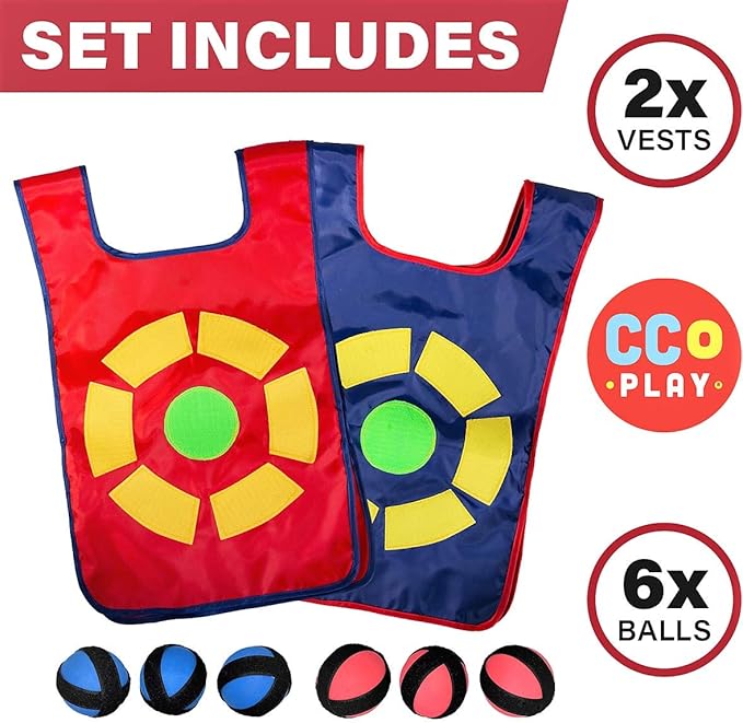 Ultimate Dodgeball Game for Kids | 2-Player Toy Set 2 Vests, 6 Dodge Balls, & Drawstring Bag | Fun Dodge Tag Game for Indoor and Outside for Boys and Girls 6+ Years