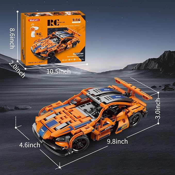 408 Piece Remote Control Racing Car Building Set for Kids,STEM 1:16 technology Sports Car Collection Model Brick Kit,Rechargeable RC Sports Cars Toy Set Gift for 6 7 8+ Year Old Boys and Girls