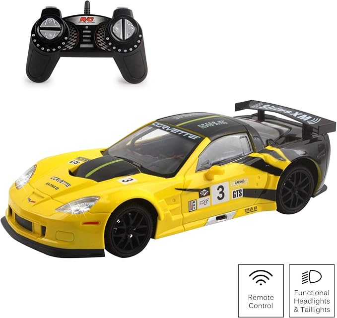Vokodo RC Super Car 1:18 Scale Remote Control Full Function with Working LED Headlights Easy to Operate Kids Toy Race Vehicle Perfect Exotic Sports Model Great Gift for Children Boys Girls