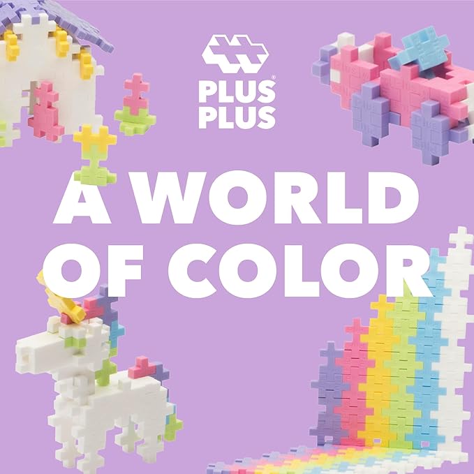 PLUS PLUS 600 Piece Interlocking Building Blocks for Kids, Open Ended Connecting Toys, STEM Bin Classroom Mini Manipulatives - Pastel Mix Play Tube