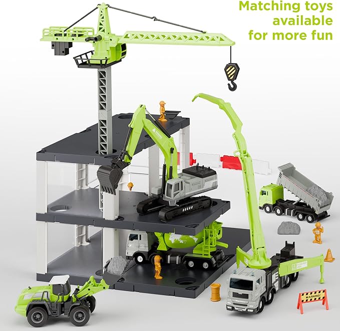 iPlay, iLearn Kids Construction Truck Toy, Crane Excavator for Boys Age 3-5, Digger Dump Trucks, Bulldozer Forklift Vehicle Set for Sandbox Play, Birthday Gifts 3 4 5 6 Year Old Toddlers