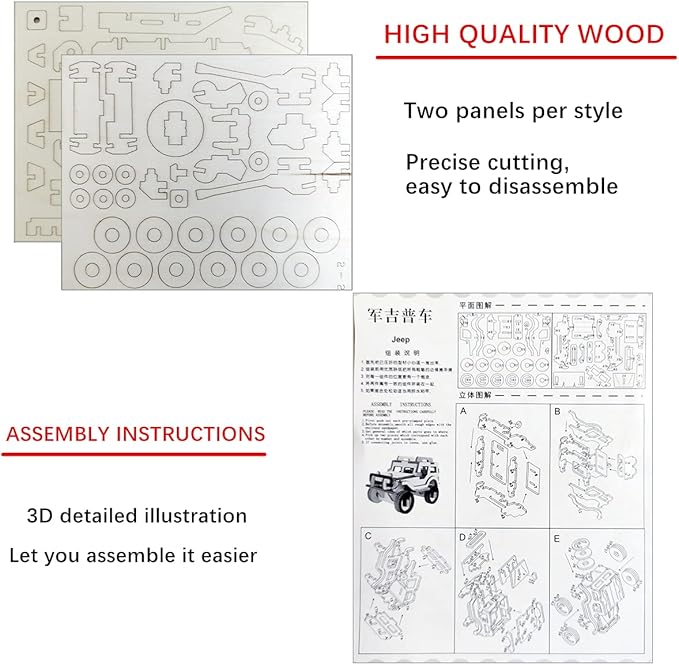 3D Wooden Puzzle - 6 Piece Set Wooden Car Brain Teaser Puzzle - DIY Assembly Car Building Model Kits - Wood STEM Toys Gifts for Kids and Adults Teens Boys Girls