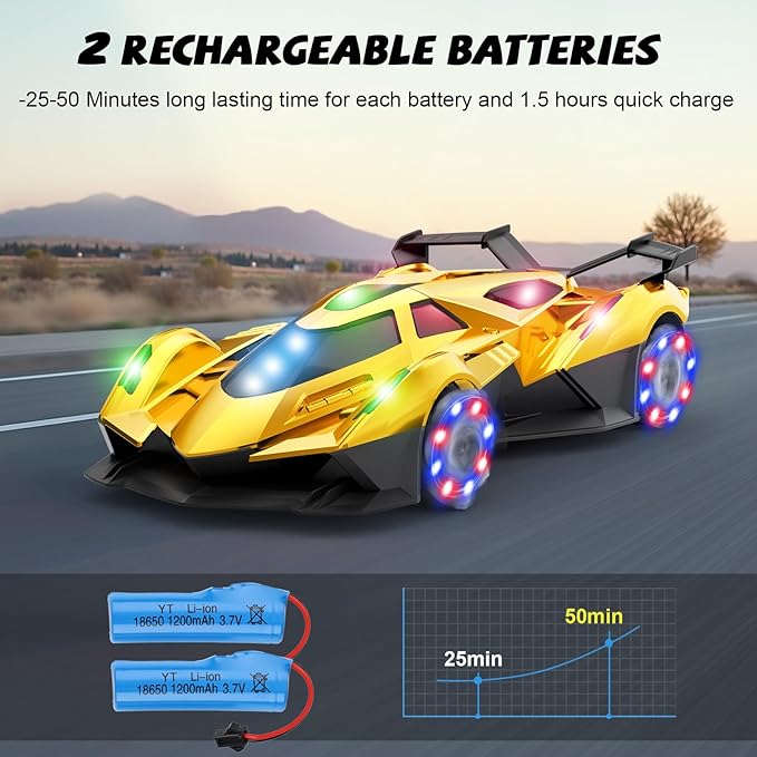 SASBSC Lambo Remote Control Car for Boys 4-7 8-12 Rc Cars with 360° Rotation, Spray, Music & Lights 1:12 Rechargeable Rc Car Toys 10-12km/h Sport Race Toy Cars Gifts for Kids (Gold)