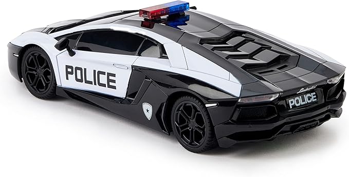 CMJ RC Cars Lamborghini Aventador LP700-4 Police Car Officially Licensed Remote Control Car 1:24 Scale Working Lights 2.4Ghz