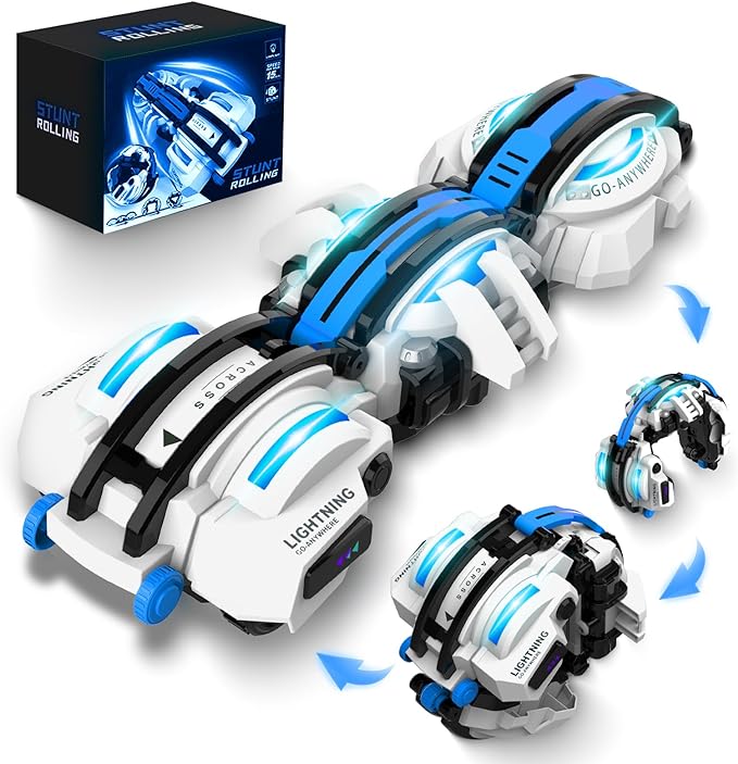 BAZADER RC Car with LED Lights - Remote Control Car Snakes 360° Roll Toy, Birthday for Kids Age 7 8 9 10 11+ Year Old, 2 Batteries 60+min, Indoor/Outdoor Toy for 6-12 yr Teen Boys