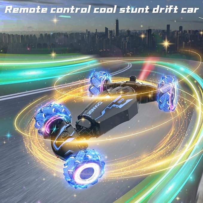 Gesture Sensing RC Stunt Car - 2.4GHz 4WD Drift Hand Remote Controlled Twist Stunts Cars Offroad 360° Rotation, Lights & Music, Birthday Gift for Boys & Girls Ages 6-12