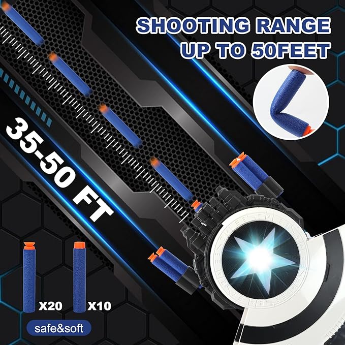 Shield Dart-Blasting Toys for Guns-Toys for Superhero 6 7 8 9+ Year Old Boys,Kids Roleplay Toy with Lights, with 30 Darts