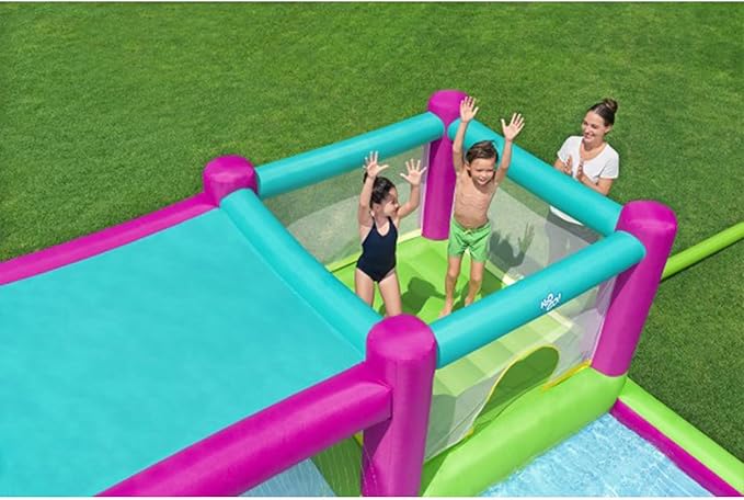 Bestway H2OGO! Bouncin' Bay Kids Inflatable Mega Water Park Outdoor Splash Pool Built-In Bouncer and Shower Sprayer Play Center with Air Blower