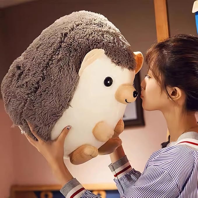 Hedgehog Stuffed Animal Plush Toy - 17.7'' Soft Gray Hedgehog Plush, Cute Stuffed Animal for Girls, Adorable Chubby Plush Doll Gift for Kids and Adults