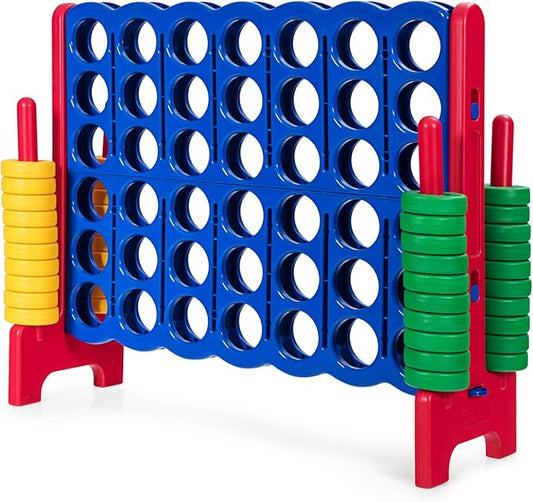 ARLIME Giant 4 in a Row Connect Game, 47'' Jumbo 4-to-Score Toy Set W/Quick-Release Lever, Build-in Ring, Jumbo Sized for Kids & Adults, Oversized Floor Activity for Indoor & Outdoor Play