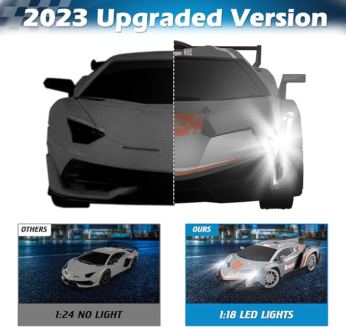 Growsland Remote Control Car RC Cars Xmas Gifts Toys for Kids 1/18 Electric Sport Racing Hobby Rc Crawler Toy Car Model Vehicle for Boys Girls Included Rechargable Batteries