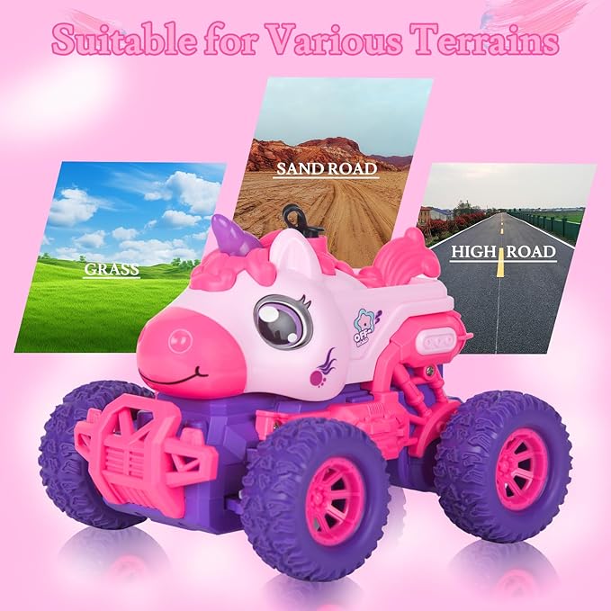 Unicorn Remote Control Cars for Kids, Remote Control Monster Truck Unicorn Toy, RC Monster Truck Unicorn Car with Spray LED Light, Unicorns Gift Toy for Girls Boys 8-12 Kids