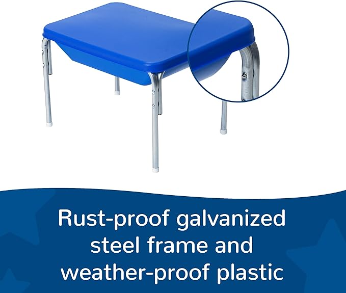 Children's Factory 18" Small Sensory Table, Sandbox with Lid, Water Table for Kids, Blue