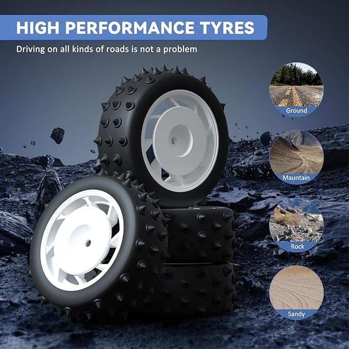 1/16 Fast Remote Control Monster Truck, High Speed RC Car with 48 mph Offroad Buggy, 2 Sets of Rechargeable Batteries (Blue)