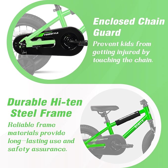 12 14 16 18 Inch Kids Bike BMX Style Bicycle with Training Wheels Coaster Brake for 1-10 Years Old Toddlers Boys Girls Multiple Colors