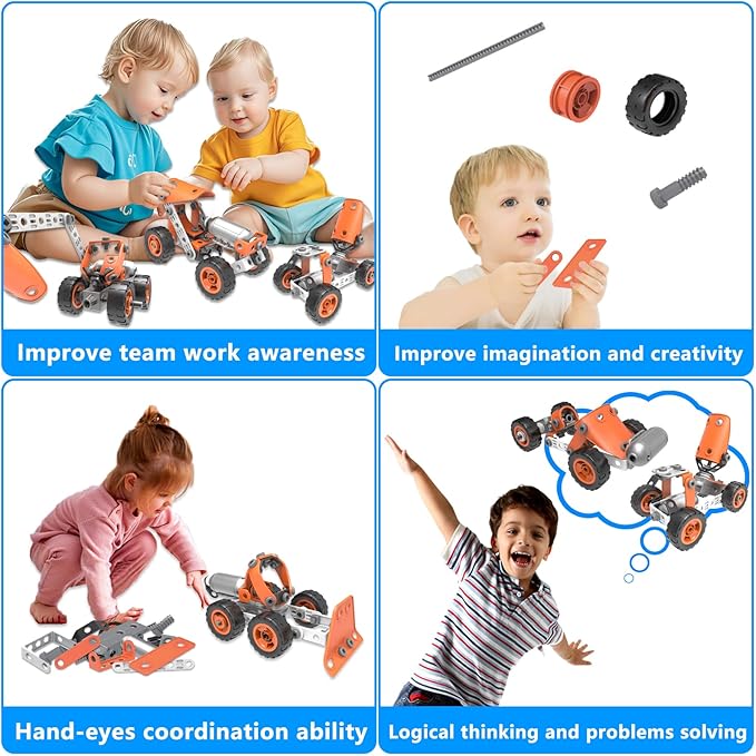 STEM Building Toy, Electric Toy 10 in 1 Building Blocks for Kids Ages 4-8,Educational Stem Activities for Boys 4-6 6-8 Construction Creative Games,Birthday Fun Christmas Idea Gift