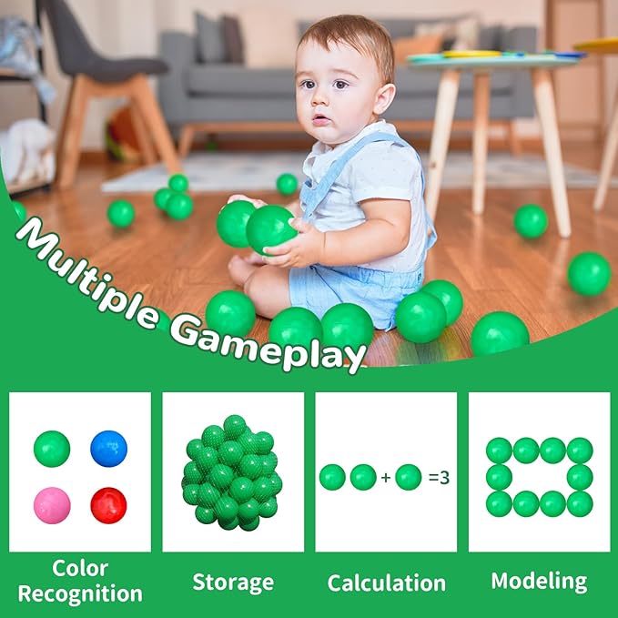 Ball Pit Balls 100 Phthalate Free BPA Free Crush Proof 2.16 Inches Plastic Balls for Ball Pit Ideal Gift for Toddlers Babies Kids Pool Water Toys Play Tent, Green