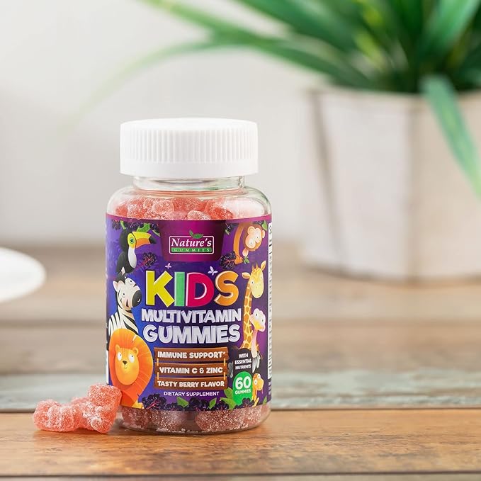 Kids Multivitamin Gummies - Daily Vitamins for Kids, Vitamin C, D3 & Zinc for Immune Support, Strawberry Flavored Gummies, Nature's Toddler & Kid Multi Vitamins, Non-GMO, Gluten Free - 60 Gummies