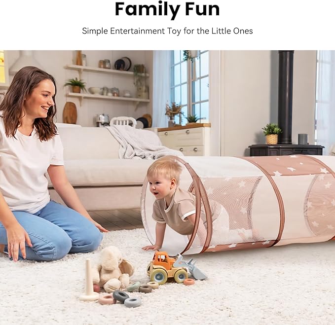 Kids Play Tunnel for Toddlers Crawling: Pop Up Tunnel Tent for Indoor and Outdoor - Collapsible Tunnel Toy for 1-3 Year Old Babies or Pets with Mesh - Ideal for Boys and Girls