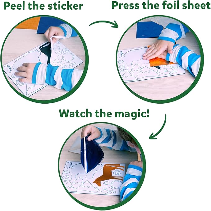 Skillmatics Art & Craft Activity - Foil Fun Animals, No Mess Art for Kids, Travel Toys, Craft Kits, DIY Creative Activity, Gifts for Boys & Girls Ages 4, 5, 6, 7, 8, 9