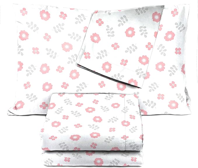 Saturday Park Cutout Floral Full Sheet Set - 4 Piece 100% Organic Cotton Sheets - GOTS & Oeko-TEX Certified