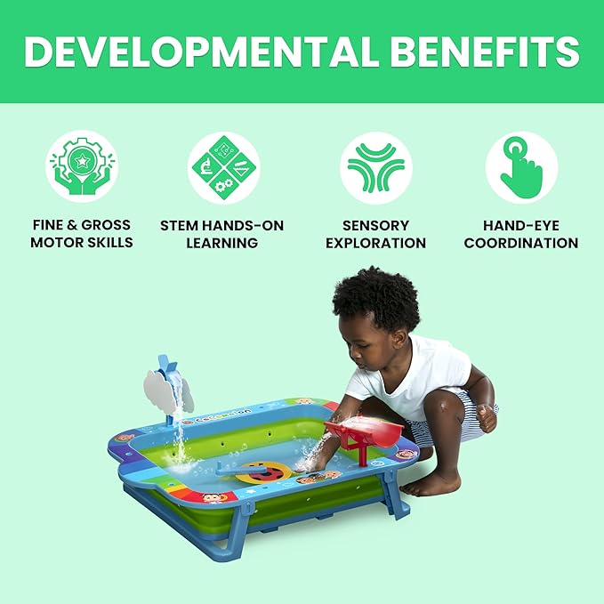 Delta Children CoComelon Water Activity Table - Collapsible & Portable - Ideal for Travel - Outdoor Kids Water Sensory Table, Blue