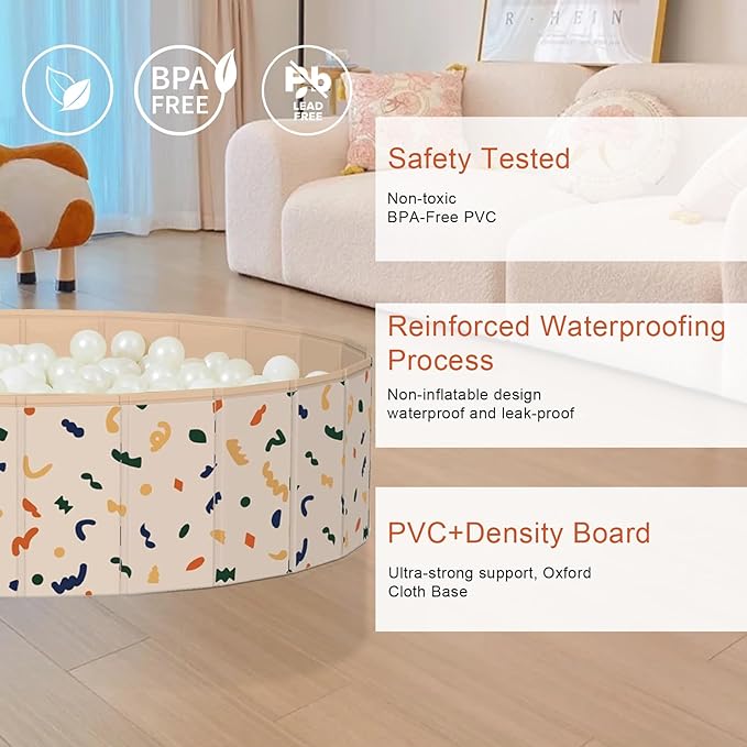 Ball Pits for Toddlers, 47" x 12" Foldable Kiddie Pool Dog Ball Pits Collapsible Baby Pool Dog Swimming Pool Portable Sandbox Kid Pool Indoor and Outdoor Game Without Balls