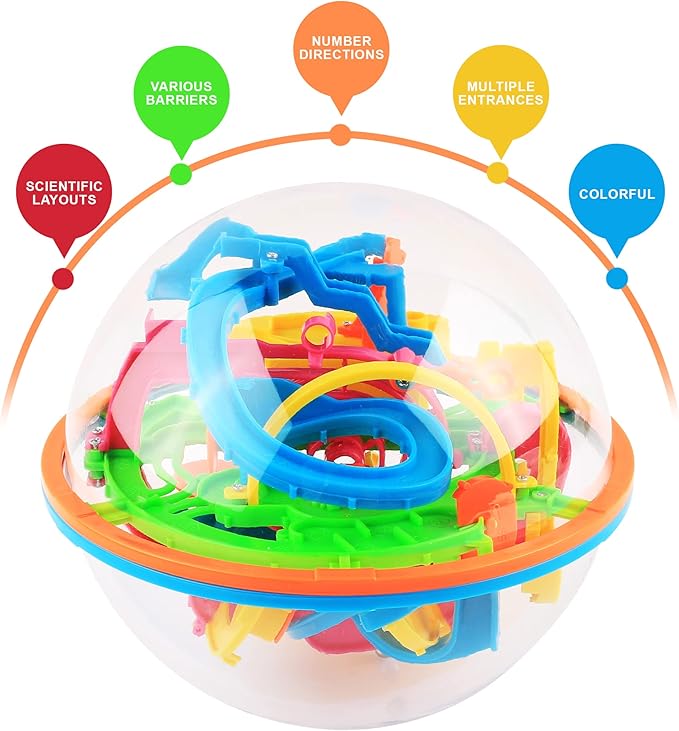 3D Maze Ball with 138 Challenges, Brain Teaser Puzzle Games for Kids and Adults, 3D Mind Games for Hours of Challenging Fun, Road Trip Game and Airplane Activities for Kids