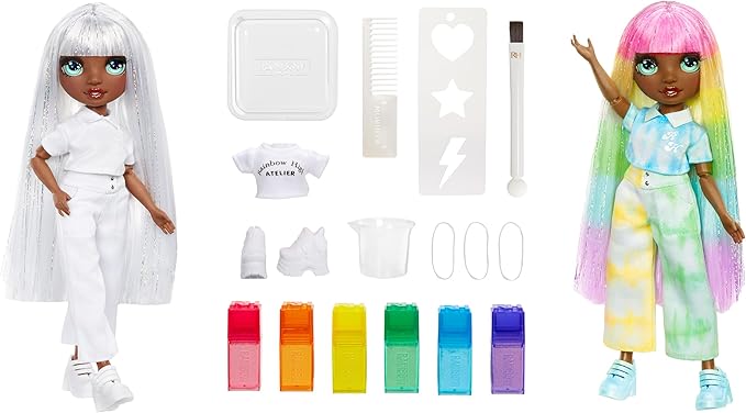 Rainbow High Watercolor & Create Fashion DIY Doll with Washable Watercolors + Tie-Dye Kit, Green Eyes, Long Straight Hair, Bonus Top & Shoes. Color, Create, Play, Rinse and Repeat. Creative 4-12+