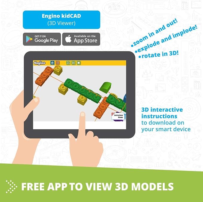 Engino: Qboidz Airplane - 5 Model Brick Building Set, Toy Construction, Coloring & Math Activities, Stack & Click Assembly, STEM Play & Learn, Kids 3+