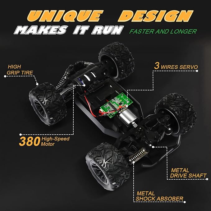 1/20 All Terrain RC Car, 20+KMH Monster Truck, 2.4Ghz Off-Road RC Vehicle with 2 Batteries, Suitable for Adults and Beginners, for Boys and Girls (Blue)