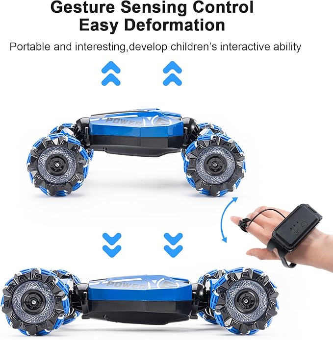 Gesture Sensing RC Stunt Car, 4WD Drift Remote Control Car with 360° Flips, Lights & Music, for Boys Girls Ages 4-12