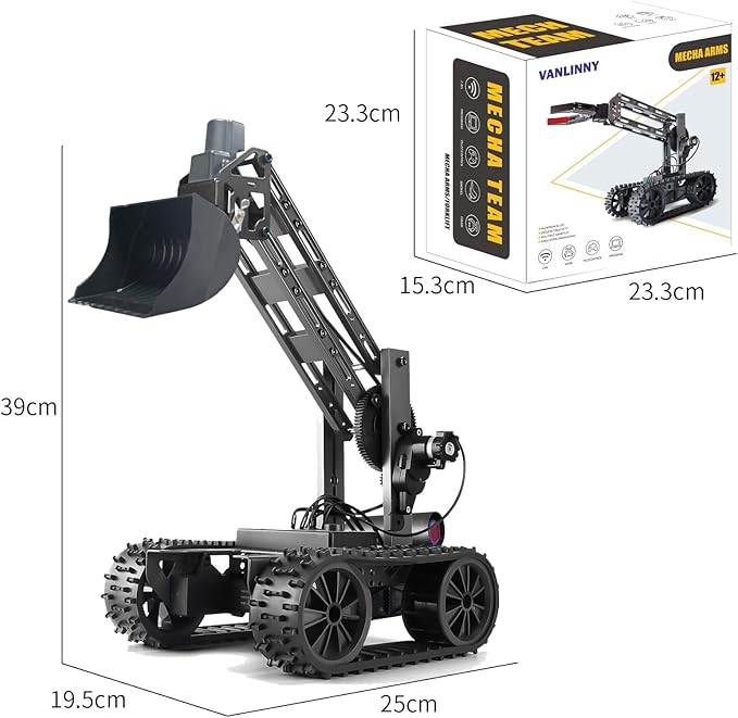 VANLINNY Robot Kit, STEM Toys for Boys Age 8-12, Robotic Arm for Kids Age 8+, 4-DOF Electronic Programming DIY Robots for Girls, Educational Science Building Kit, Cool Birthday Gifts for Kids.