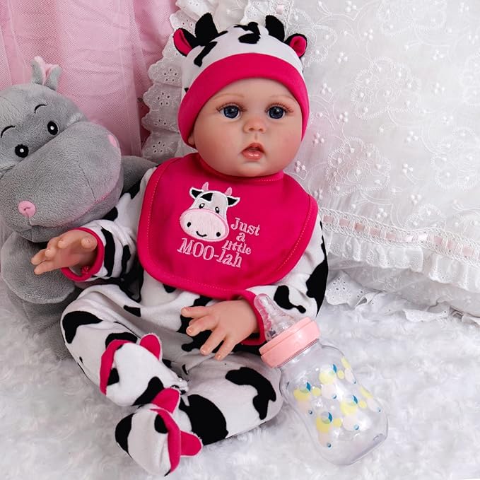 Aori Lifelike Reborn Baby Doll - 18 inch Full Body Soft Vinyl Real Life Baby Girl,Poseable Anatomically Correct Realistic Toddler Dolls with Feeding Kit Gift for Kids Age 3+