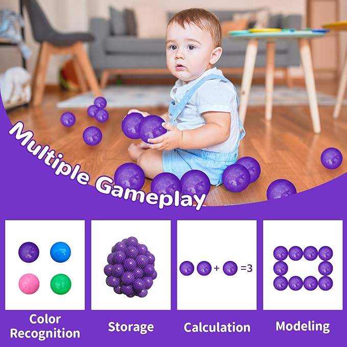 Ball Pit Balls 100 Phthalate Free BPA Free Crush Proof 2.16 Inches Plastic Balls for Ball Pit Ideal Gift for Toddlers Babies Kids Pool Water Toys Play Tent, Purple