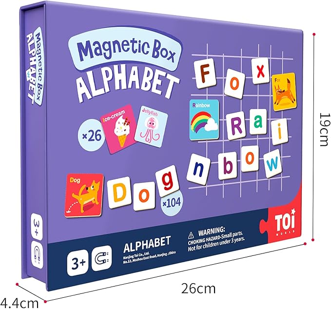 Toi Kids Magnet Toys Magnetic Jigsaw Puzzle Boxes with Game Board for Kids Ages 3-8, Preschool Tabletop Toy for Toddlers, Portable Travel Game, Alphabet