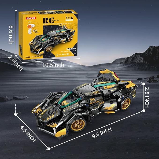 402 Piece Remote Control Racing Car Building Set for Kids,STEM 1:16 technology Sports Car Collection Model Brick Kit,Rechargeable RC Sports Cars Toy Set Gift for 6 7 8+ Year Old Boys and Girls
