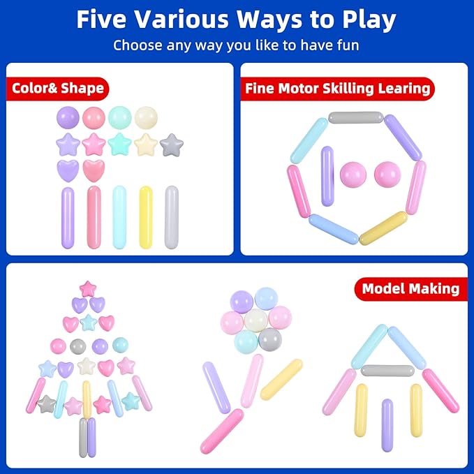STARBOLO Ball Pit Balls for Toddlers - Macaron Ball Pit Balls Crush Proof Plastic Toy Balls for Toddlers Ball Pits, Baby Pool Water Toys,Ball Pit Play Tent,200pcs(Macaron)