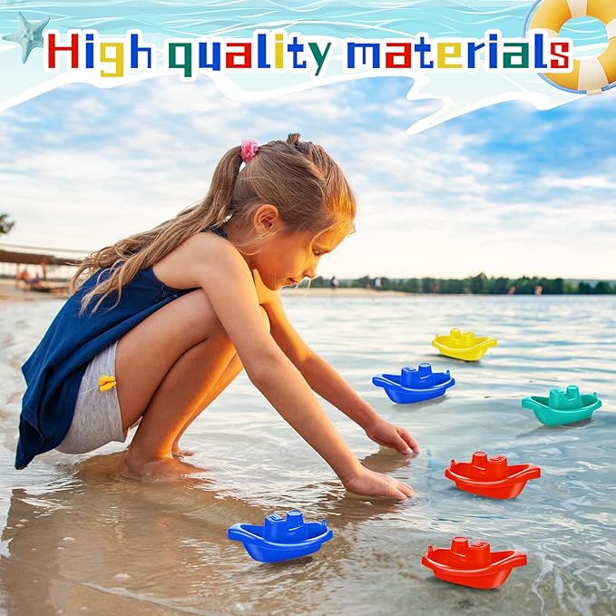 60 Pieces Little Boat Bath Boats Toy Bathtub Toys Stackable Boat Bath Toys Floating Plastic Pool and Bathtub Toys for Baby and Toddler Summer Water Toys, 4 Colors