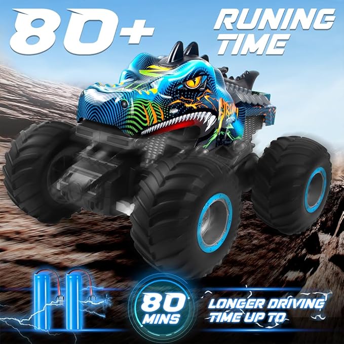 Remote Control Dinosaur Car, 2.4GHz All Terrain Remote Control Monster Truck, RC Dinosaur Monster Car, Spray Music Monster Truck RC Cars for Boys 4-7 8-12 and Girls