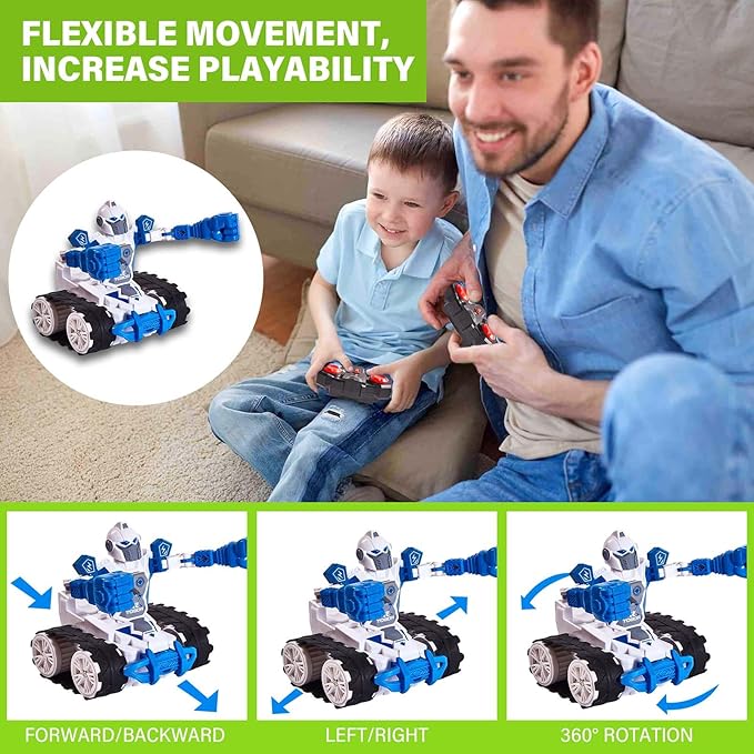 2 Pack Battle Bots Toy for Kids Ages 5-8 Years Old, 2 Player Boxing Fighting Robots Games with 360-Degree Rotating Remote-Control, Transforming RC Car Robot Birthday Gift for Boys