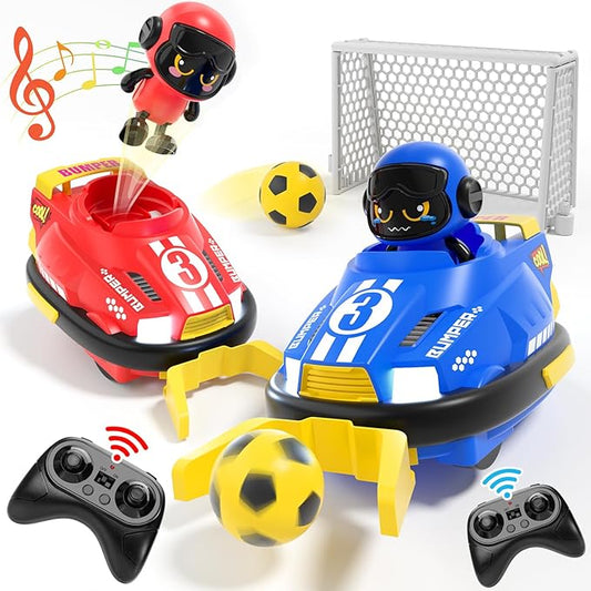 Remote Control Bumper Car Toy Set of 2 Players Football Games|Toddlers Mini RC Car Toys with Light & Sound & 360°Rotating|Christmas Birthday Gifts for 2 3 4 5 Year Old Boys Girls Kids Ideas