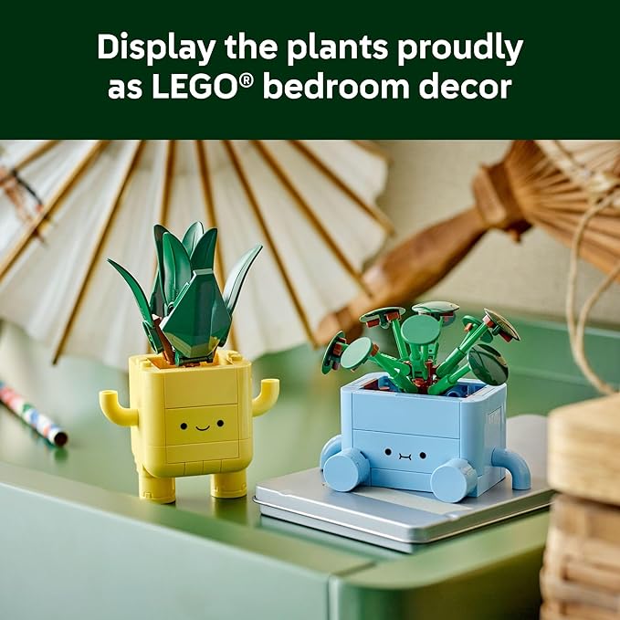 LEGO Botanicals Happy Plants Building Toy for Kids, Girls, and Boys 9+ - Playroom Decor for Desk or Shelf - Birthday Gift Idea for Young Gardeners - Artificial Indoor Plants for Play & Display - 10349
