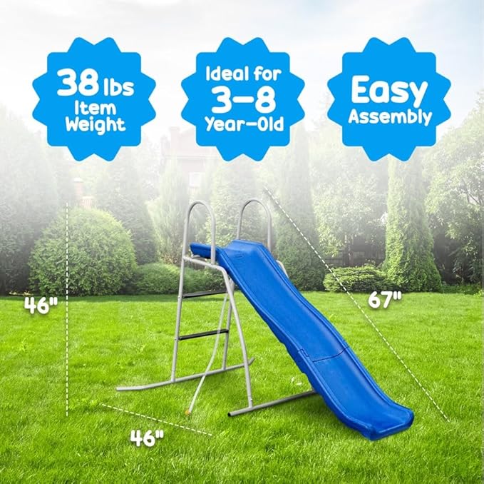 6' Water Wave Slide for Backyard Fun. Free Standing with Built in Adj. Water Sprinkler and Sliding Tarp. 67" L x 46" W x 46" H, by XDP Recreation