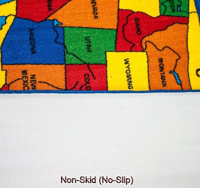 Kids Rug USA Map Area Rug 5x7 (Approx : 4'11" X 6' 10") Non Slip Gel Backing