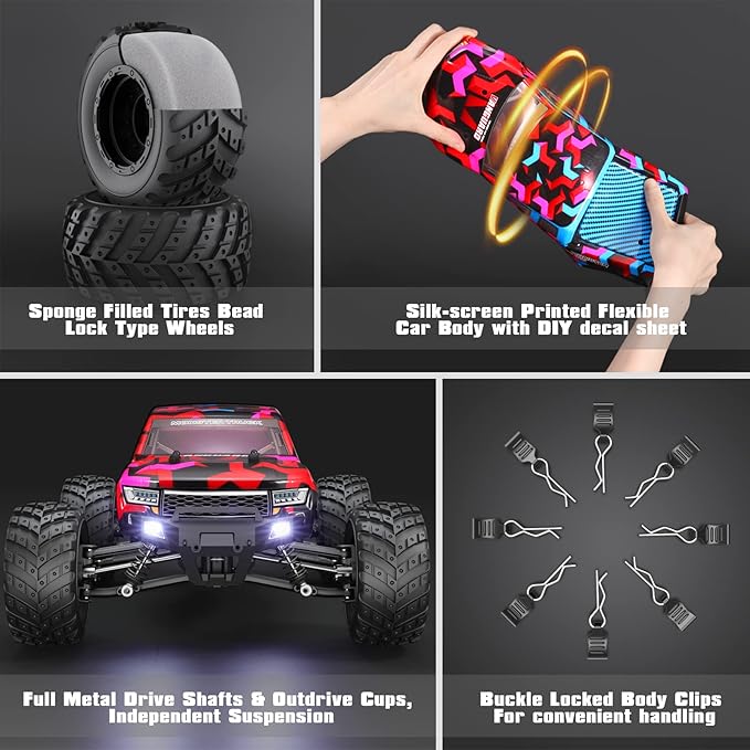 HAIBOXING 1:12 Scale RC Cars 903 RC Monster Truck, 38 km/h Speed Hobby Fast RC Cars for Kids and Adults Toy Gifts, 2.4 GHz 4WD Electric Powered Remote Control Trucks Ready to Run 40+ Min Playtime