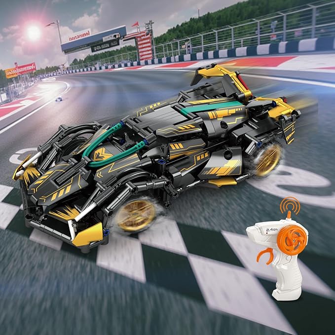 402 Piece Remote Control Racing Car Building Set for Kids,STEM 1:16 technology Sports Car Collection Model Brick Kit,Rechargeable RC Sports Cars Toy Set Gift for 6 7 8+ Year Old Boys and Girls