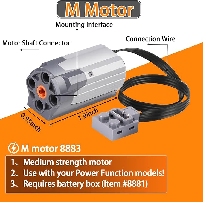 5-in-1 Motor Set Technic Motorized Kit Compatible with Lego: Power Function Battery Box, Technic Remote Control, Electric Motor, Engine Parts, Train Battery Pack, Remote Control (5 Sets)