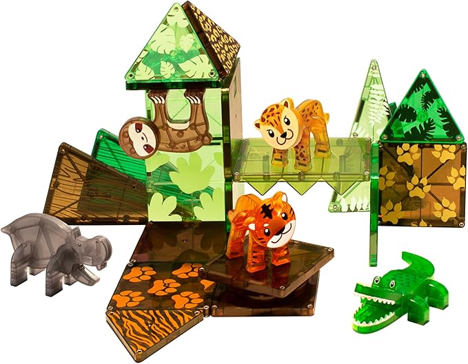 MAGNA-TILES Jungle Animals 25-Piece Magnetic Construction Set, The ORIGINAL Magnetic Building Brand
