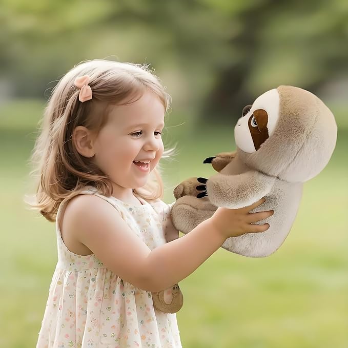 Sloth Stuffed Large Size Plush Animal 12.59 inches, Cute 3 Toe Sloth Plush Toy, Soft Sloth Stuffed Aniamls Doll Pillow Brown Toys Hugging Gifts for Girls Boys